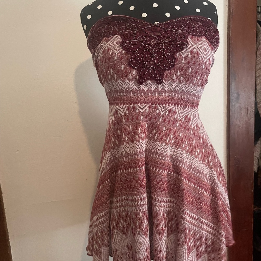 Pink and Burgandy Sweetheart Strapless  top